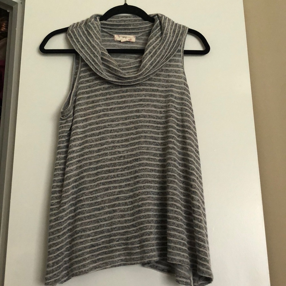 Grey and white stripped sleeveless top, XL